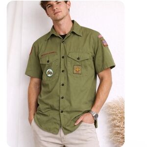 Boy Scouts of America Vtg Green Short Sleeve Men's Shirt Size S